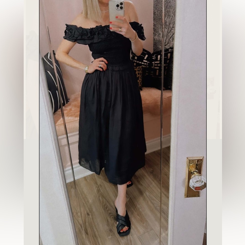 Sea New York Black Off-Shoulder Midi Dress